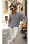 Men's Vertical Striped Half Oversized Shirt - 3