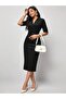 Women's short sleeve collared midi modal dress with belted waist - 3