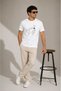 Men's Minimal Printed T-Shirt with Dog Figure Short Sleeve Summer T-Shirt - White - 4