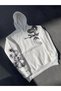 Long sleeve hooded printed sweatshirt - white - 3