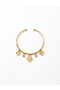 Gold Color Dangling Figure Detailed Steel Handcuff Bracelet – Elegant Women's Bracelet with Zircon Stones - 2