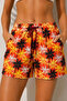 Tropical Patterned Swim Shorts with Zipper Pockets and Mesh Lining, Quick Drying - Orange - 2