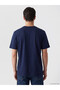 Vizyon New Season Navy Blue V-Neck Combed Cotton Men's T-Shirt - 4