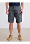 Xside Anthracite Regular Fit Gabardine Men's Cargo Shorts - 2
