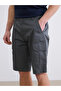 Xside Anthracite Regular Fit Gabardine Men's Cargo Shorts - 3