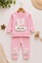 Baby girl ribbed top and bottom set with rabbit appliqué - seasonal tracksuit for 6-12-18 months