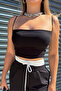 بلوزة قصيرة مغطاة بالقماش المودال مع حمالات من الخيط - 5