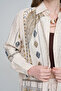 Stone Embroidered Tencel Shirt |   Oversize Beige Shirt - 2
