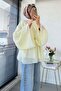 Premium Hakim Yaka Volan Sleeve Voile Blouse - Yellow - 6