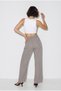 Women's Gray Belt Detailed High Waist Pleated Straight Leg Fabric Trousers 60286453 - 5