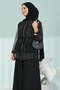 Black Waist-Tie Undergarment Jacket and Trousers 3-Piece Set - 2
