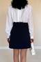 Women's Black Mini Skirt with Slits and Rose Detail, High Waist, Straight, Stylish Design - 5
