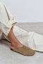 Liam Rome Beige Suede Leather Flat Sole Closed Women's Slippers - 7