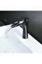 Black waterfall bathroom faucet – brushed brass basin mixer faucet – single-hole installation – gentle spray aerator - 4