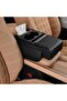Car armrest mat, 5-in-1 center console lid with 2 storage bags, cup holder, tissue box slot (black).