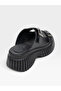Genuine Leather Poly Sole Women's Platform Heeled Slippers - 7 cm - 6