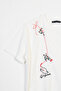 Flower Embroidered Short Sleeve T-Shirt Ecru - 2
