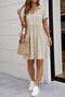 Women's Short Sleeve V-Neck Gathered Waist Viscose Two-Thread Short Dress