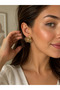 Women's Steel Pearl Detail Flower Earrings |   Golden Color - 2