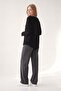Black Crew Neck Basic Blouse - 2