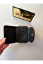 Black Mini Accordion Women's Wallet with Card Holder |   Zippered Multi-Compartment Snap Fastener - 4
