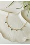 Blue Round Stone Detailed Gold Steel Anklet 23+5 cm