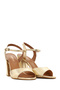Women's Gold Ankle Buckle Thick Heeled Metallic Leather Sandals 26Sfd161832 - 2