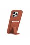 Apple iPhone 15 Pro Compatible Case Flexstand Card Holder Silicone Case Brown - 2