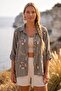 Italian Mink Shirt Collar Long Sleeve Buttoned Sequined Embroidered Linen Look Woven Shirt 70 60