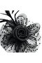 Two beaded polka dot printed metal clip headbands with mesh flower and feather embellishments - white - 3
