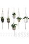 5-piece plant stand and plant support set. Includes woven hanging pots, cotton rope hanging baskets, flower pots, and hanging racks.