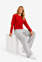 Women's Cotton Crew Neck Wide Leg Tracksuit Set Red-101 - 3