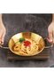Stainless Steel Double-Handled Seafood Plate - Double-Ring Handle Stainless Steel Frying Pan - Gold - 19cm - 3