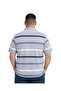Men's Large Size Ice Blue Thin Striped Pique T-Shirt 3Xl-4Xl-5Xl-6Xl - 3