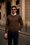 Men's Casual Crew Neck Coffee Sweatshirt - 5
