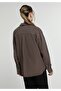 Boyfriend Fit Shirt Neck Plain Women's Brown Long Sleeve Shirt - 2
