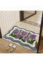 Purple tulip bathroom mat, cute flower soft and absorbent shower rug, floral non-slip mat - 2
