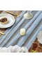 Light blue tablecloth adorned with white pearls - silky soft mesh, 30x120 inches - weddings, parties, and table decorations - 4