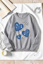 Unisex Denim Heart Printed Crew Neck Sweatshirt