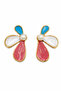 Colorful Enamel Pearl Detailed Flower Design Bijoux Earrings