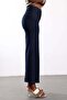 Dark Navy Blue Elastic Waist Straight Cut Jeans 761 - 3