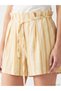Gencc Quality Women's Shorts with Elastic Waist and Striped Belt - 3