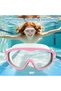Children's swimming goggles (3-15 years old), with earplugs, large frame, anti-fog/UV protection, unisex, green + light blue. - 3