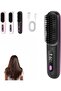 Cordless Styling Comb Ceramic 3 Temp Settings Portable Heated Comb Electric Straightener Curling Iron Rechargeable Black
