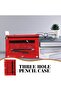 3-Hole B5 Oxford Cloth Binder Pencil Case Transparent Black Red Alloy Bag - 3