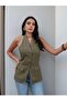 Halter Neck Linen Vest with Pocket Appearance - 4