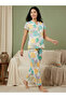 Multi Coloured Floral Print Nightwear Shirt With Matching Pants - 2