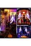 (eb31x2)Pack of 2 Halloween Ghost Decoration with LED Fairy Lights, Windsock, Halloween Ghost Windsock Flag, Horror Scary Ghost Hanging Ghost Garden Decoration, Halloween Party - 8