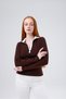 Women's Color Blocked Polo Neck Knitwear Blouse - 4