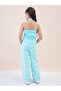 Girls Blue Checked Halter Neck Top and Pants Set - 3